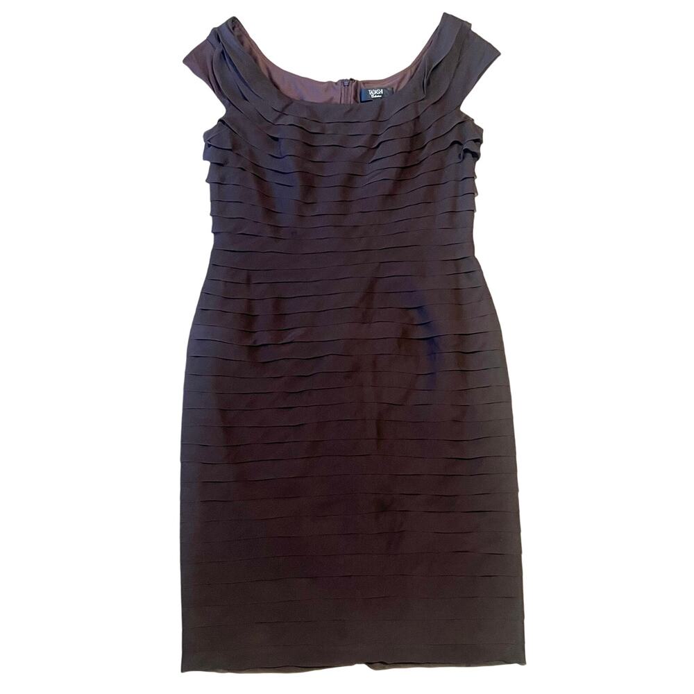 Tadashi Shoji Collection Brown Silk Chiffon Tiered Ruffled Cap Sleeve Dress 16